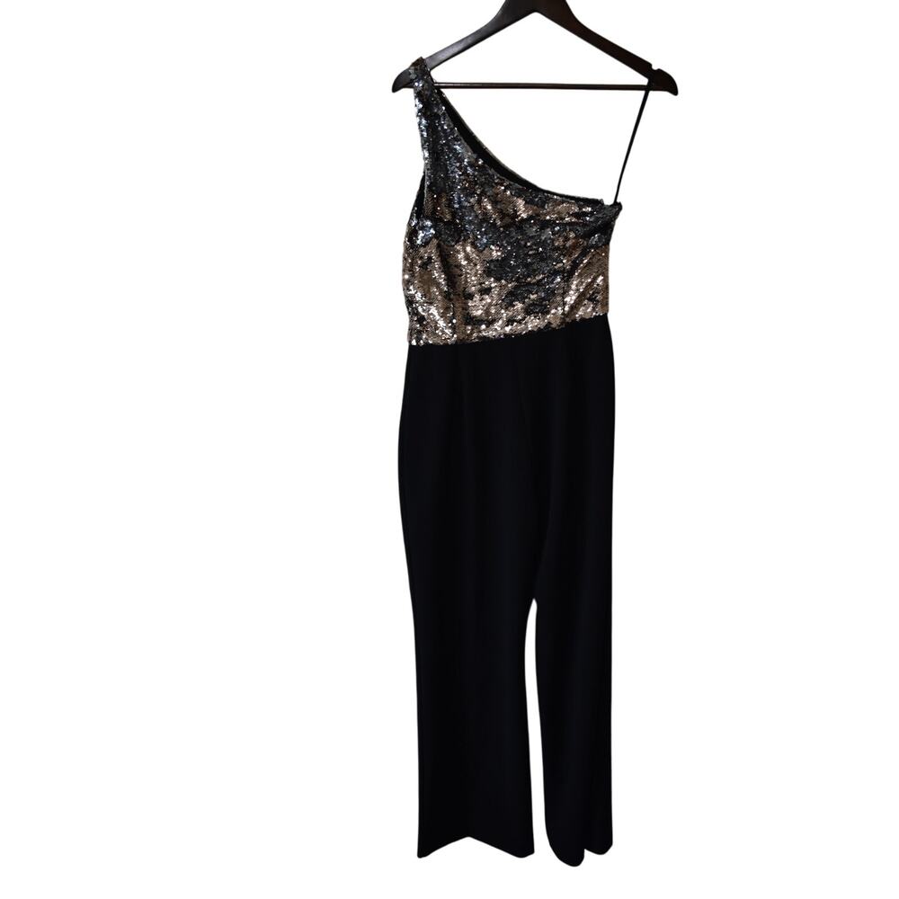 Alexia Admor 1 Shoulder Reversible Sequin Jumpsuit Size 4 - Picture 3 of 6
